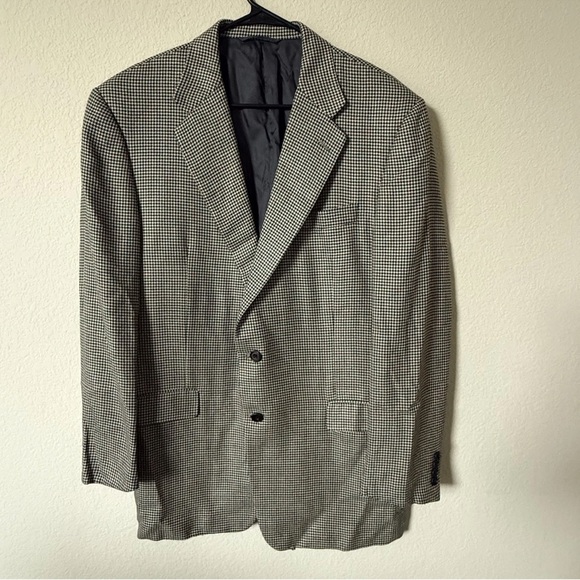 Hickey Freeman Other - Hickey Freeman Blazer Men 44 Long Black Houndstooth Silk Wool Suit Coat Jacket